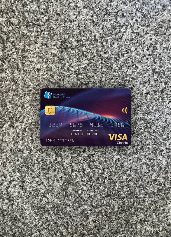 Download South Korea Industrial Bank visa classic card photolook front Photoshop template